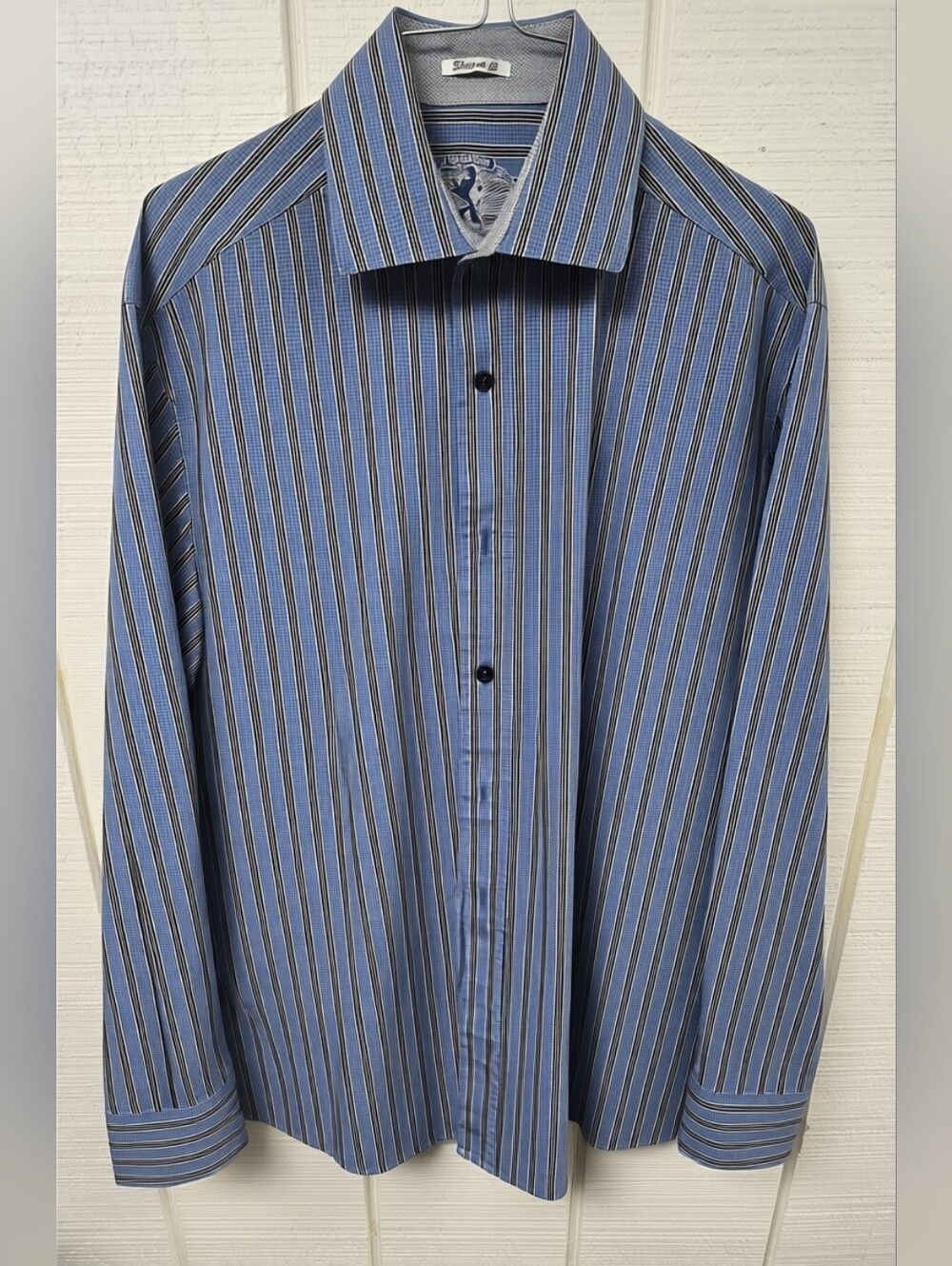 Bugatchi Shaped Fit XL Blue Striped Long Sleeve Luxury Button Down Shirt